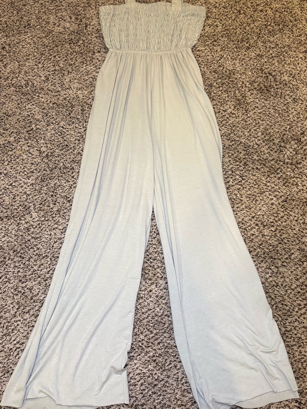 Zenana Outfitters Strapless Wide-Leg Jumpsuit in Light Green